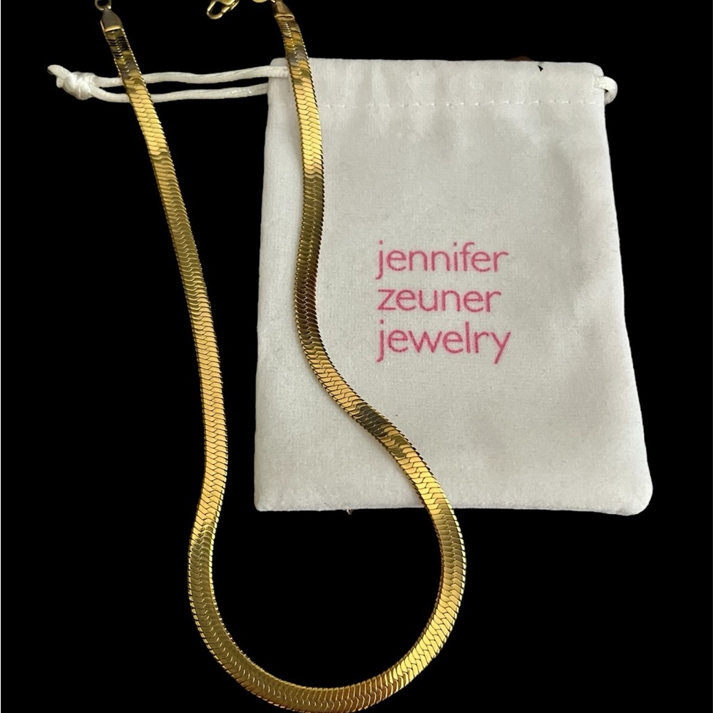 NEW Jennifer Zeuner Hamilton Herringbone Gold Necklace